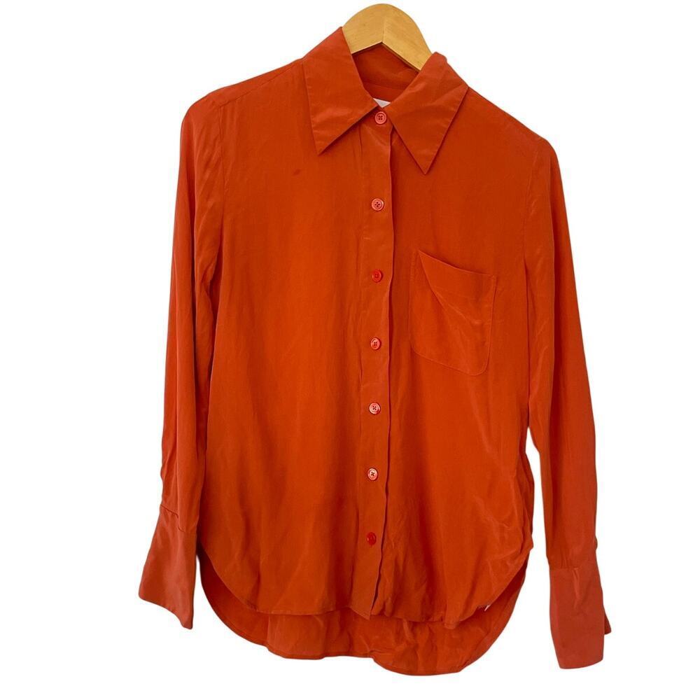 Equipment 100% Silk Burnt Orange Button Down Shirt • Business Casual • Size XS - Picture 2 of 5